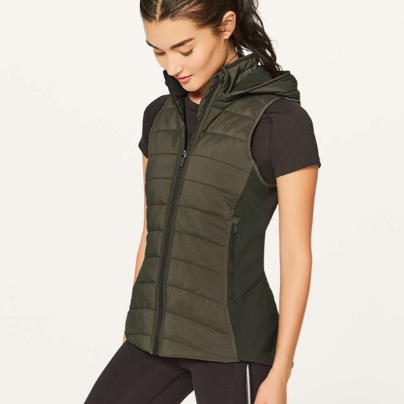 lululemon athletica Jackets & Blazers - LULULEMON EXTRA MILE VEST OLIVE GREEN SZ 10